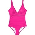 thumbnail image 3 of AWCHIC Women's Solid Color One-Piece Swimsuit Sexy Mesh Tummy Control High Waisted Swimwear, Size S-2XL, 3 of 7