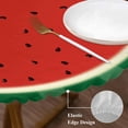 thumbnail image 4 of Watermelon Round Fitted Table Cover Geometric Radial Lines Red Green Watercolor Waterproof Table Cloth with Elastic Edge Wipeable Tablecloth for Picnic Camping Party Fits 45"-54" Diameter, 4 of 8