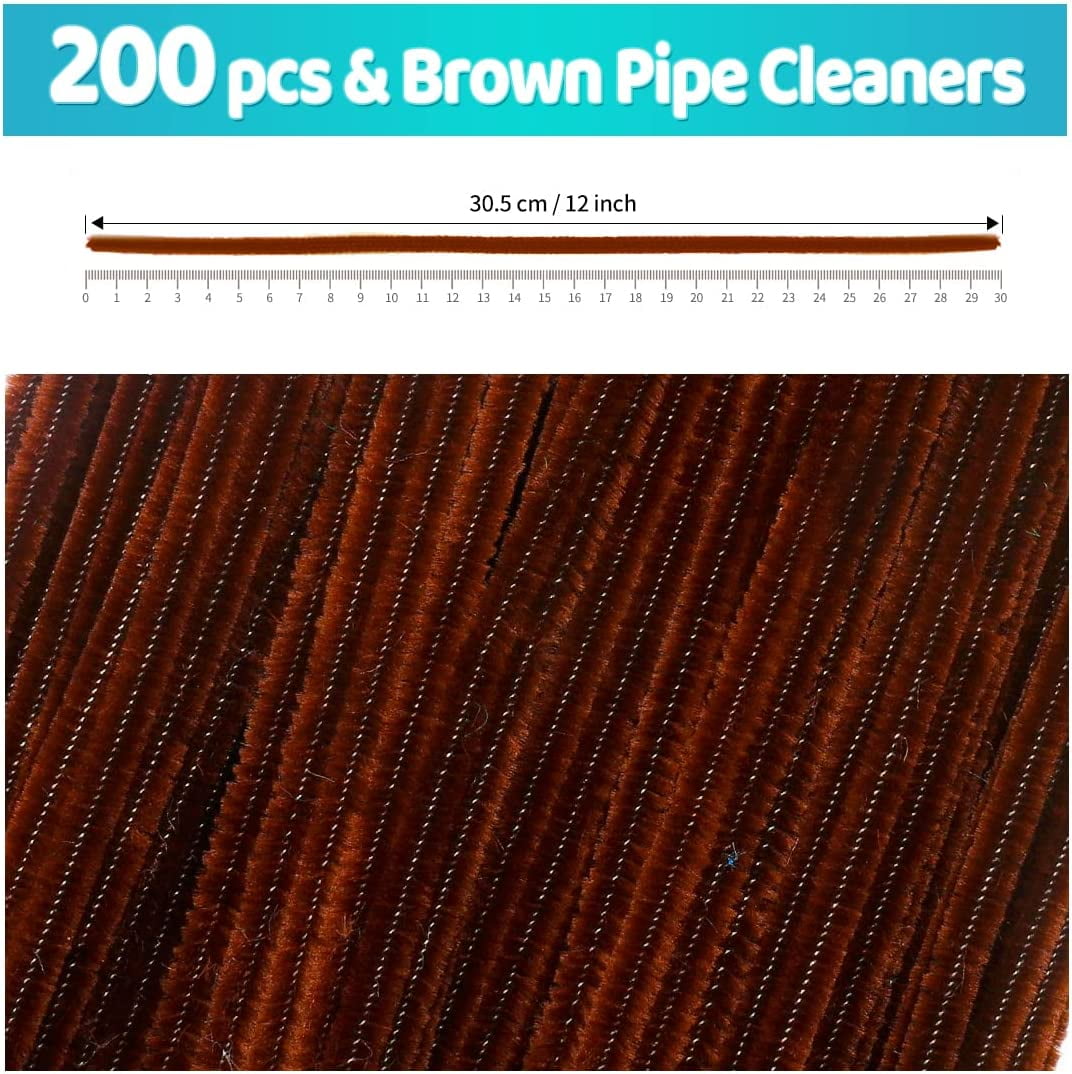 200psc Brown Pipe Cleaners, Chenille Stems, Pipe Cleaners for Crafts, Pipe  Cleaner Crafts, Art and Craft Supplies.