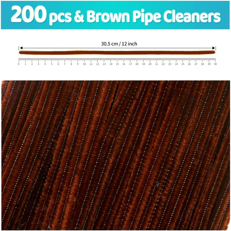 TOCOLES 200psc Brown Pipe Cleaners, Chenille Stems, Pipe Cleaners for Crafts, Pipe Cleaner Crafts, Art and Craft Supplies.