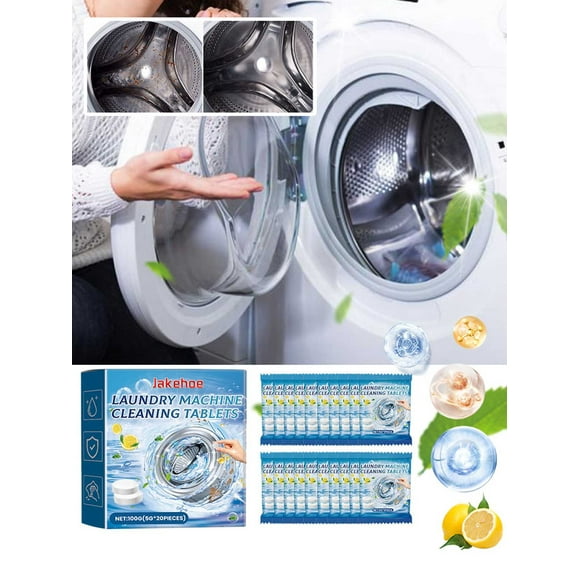 Fasiaou Washing Machine Cleaner Tablets 20 pack Powerful Descaler -Deep Cleaning for HE Front Loader & Load Washer Safe Eco-Friendly Deodorizer Clean Drum & Laundry Tub Seal