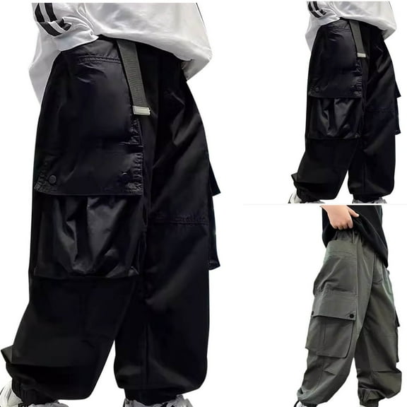 Fesfesfes Teenager Pants With Large Pockets Loose Workwear Pants Teen Boys Casual Pants Trendy Cool Pants