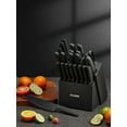 thumbnail image 3 of Knife Set 23 Pieces Kitchen Knife Set with Block and Built-in Sharpener High Carbon Stainless Steel Self-Sharpening Anti-Rust Coating Knife Block Set with Wooden Block, Black, 3 of 8