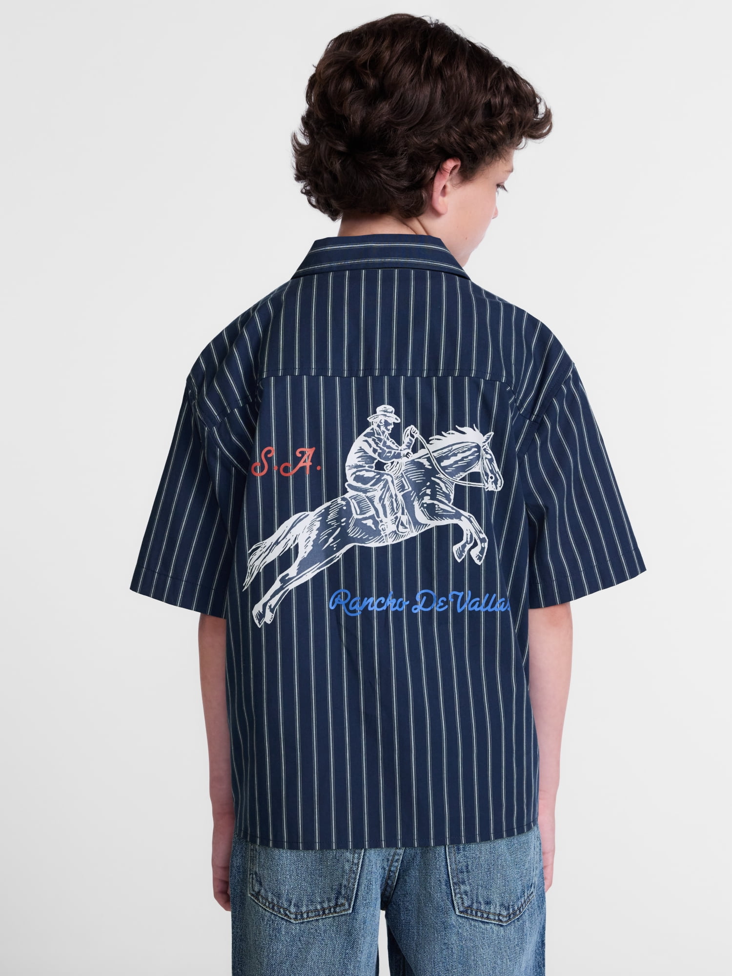 Weekend Academy Boys Cropped Cotton Poplin Work Shirt