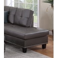 thumbnail image 5 of 3pc Sectional Set Espresso Faux Leather RAF Chaise LAF Sofa w Cup Holder Storage Ottoman Living Room, 5 of 10