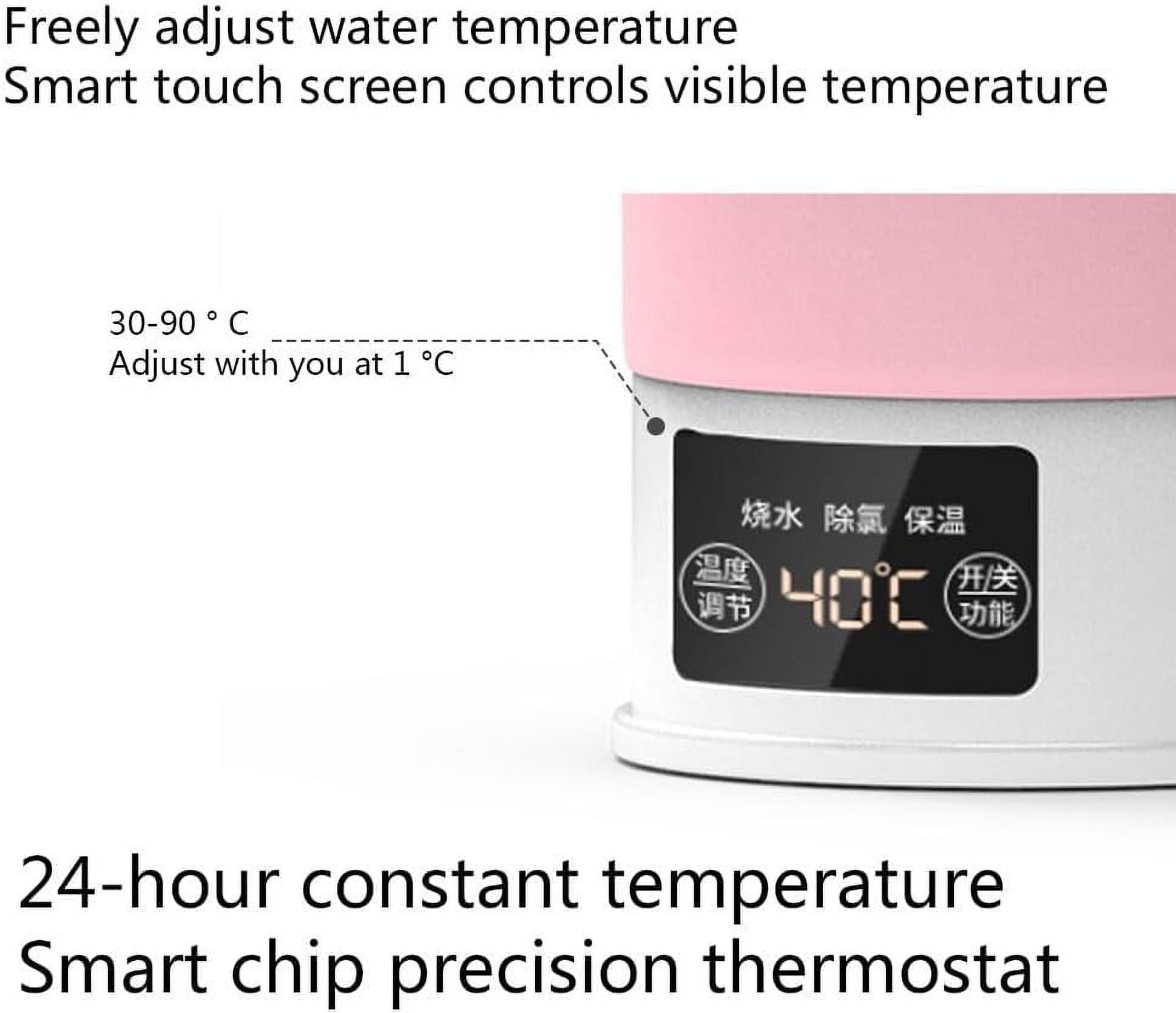 RKXQT  0.6L Travel Foldable Electric Kettle with LED Digital Display Portable Food Grade Silicone Cookerware BPA Free Fast Boiling with Boil-Dry Protection Dual Voltage Auto Shift (Color : Pink)