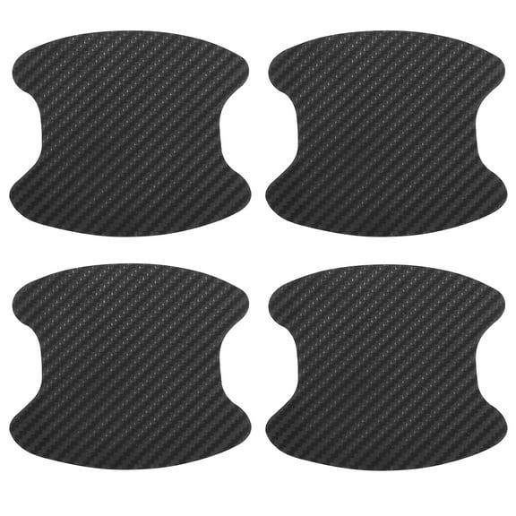 Carbon Fiber Pattern Car Door Bowl Handle Stickers Protector Anti Scratches Protective Film Universal Fit Black 4pcs