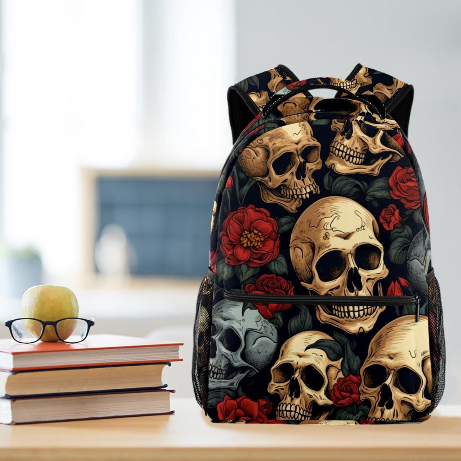 1502 Mini Backpack Purse Bag Lightweight Casual Daily Travel Backpack Skull Sugar Skull Backpack, Day of the Dead Backpack, Candy Skull  main image 3