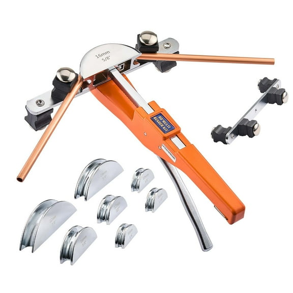 KFFKFF Tubing Bender Kit, 1/4 to 7/8 Inch, Compact Ratcheting Tube Pipe Bender, Ratchet Hand Bending Tool, with 7 Aluminum Alloy Dies, HVAC Tools, for Copper and Aluminum Refrigeration Maintenance