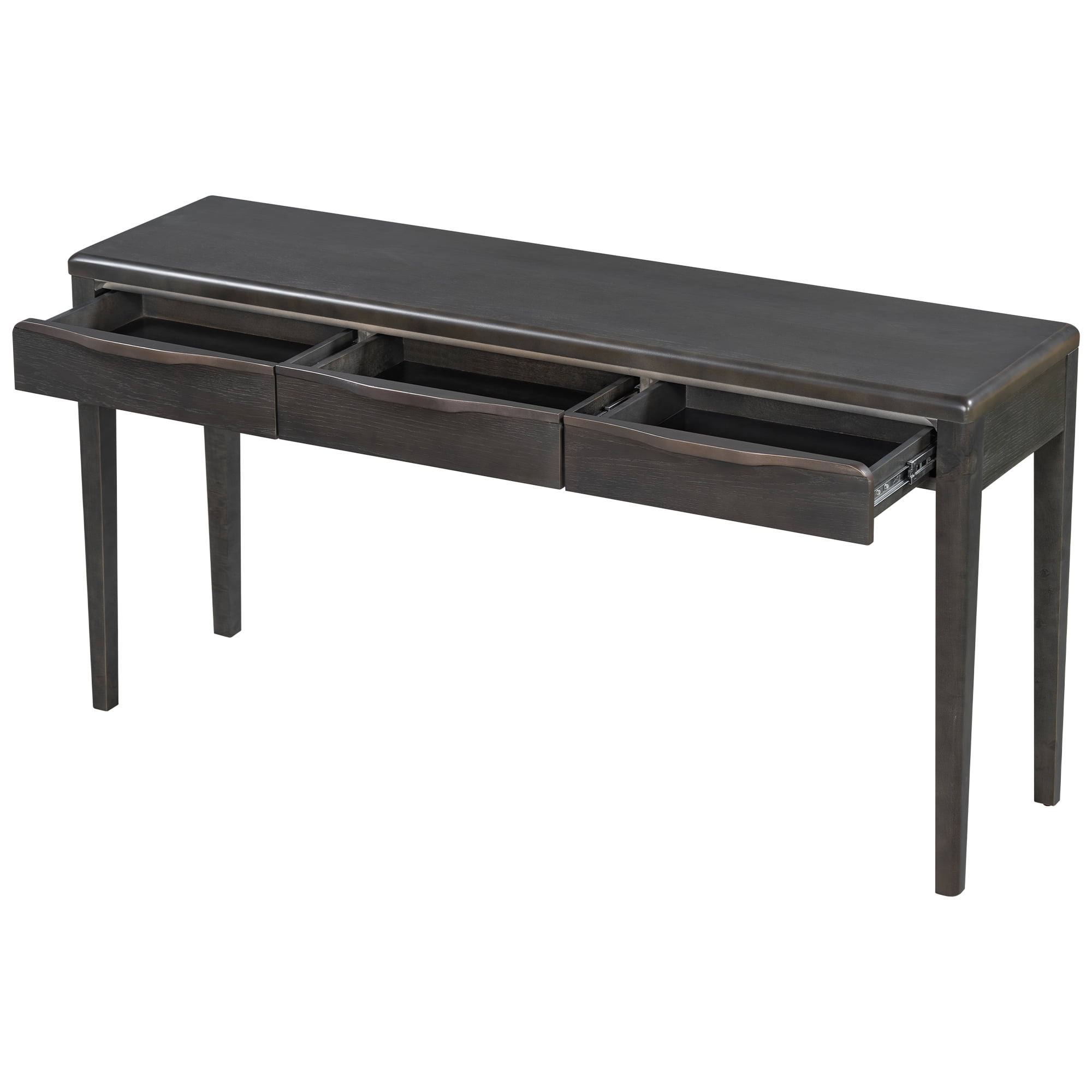 Euroco 59.84" Farmhouse Console Table with 3 Storage Drawers, Light Luxury Entryway Table with Oak Veneer & Soft-Corner Design,Narrow Long Sofa Table Behind Couch for Living Room, Foyer and Hallway