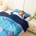 thumbnail image 3 of jejeloiu Cartoon Underwater Whale Twin Comforter Sets,Coral Fish Print Bedding Set For Boys,Light Blue,Navy Blue Reversible,2 Pieces,1 Comforter and 1 Pillowcase, 3 of 7