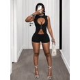 thumbnail image 4 of Women 2 Piece Outfit Sleeveless Hollow Out Zip Front Top High Waist Shorts Club Party Set, 4 of 7