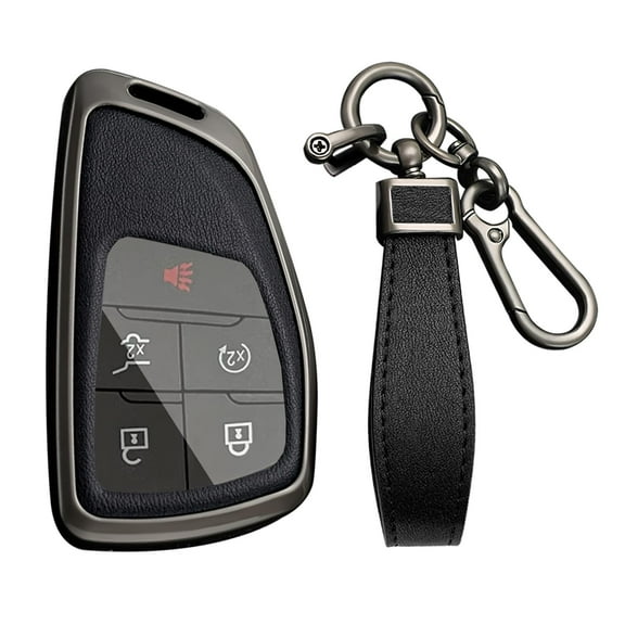 Car Key Fob Cover Case Compatible with Chevy Silverado Traverse Equinox GMC Sierra 1500 2500HD 3500HD 2022-2025 Key Holder PU Leather Key Shell Keychain 3/4/5/6/7 Button Accessory