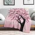 thumbnail image 4 of NIANHE Tree with pink flowers blanket, comfortable and soft, warm casual blanket, printed design, winter sofa dormitory home decoration, must-have travel product. Size is 30x40 inches., 4 of 5