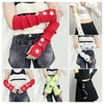 thumbnail image 6 of Eosunjian Autumn Winter Arm Accessories Knitted Arm Warmers for Girls Fingerless Long Wrist Gloves with Thumb Hole Stylish Star Design Soft Material for Street, 6 of 8