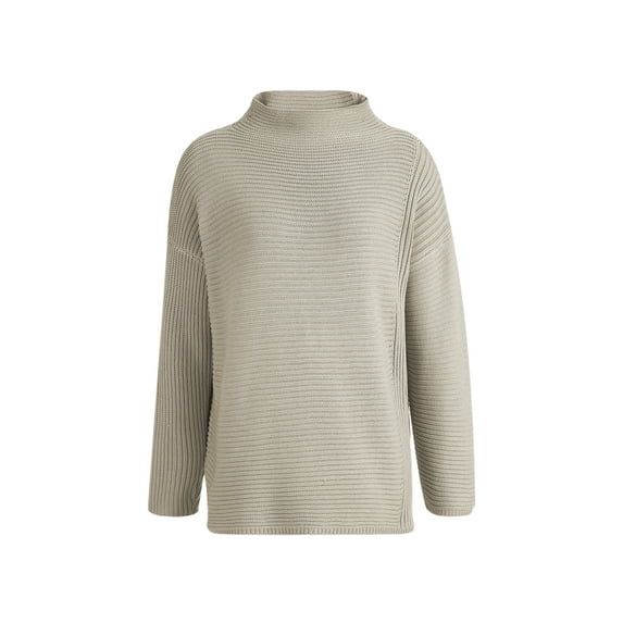 Qmyliery Women Winter Ribbed Sweater, Adults Casual Solid Color Long Sleeve Round Neck Knitwear Gift