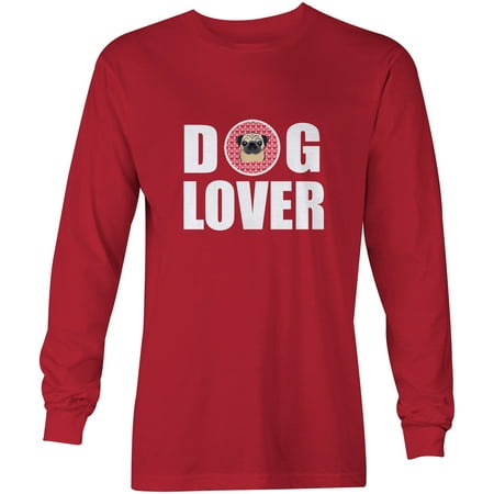 - Fawn Pug Dog Lover Long Sleeve Red Unisex Tshirt Adult Extra Large BB5332-LS-RED-XL
