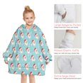 thumbnail image 6 of Light Blue Christmas Santa Pattern Blanket Hoodies for Kids 6-13YR Oversize Wearable Blanket Hoodies for Boys Girls Teens, 6 of 7