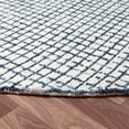 thumbnail image 3 of Laddha Home Designs 6' Hand-Tufted Geometric Checkered Round Area Throw Rug - Navy Blue and Cream, 3 of 7