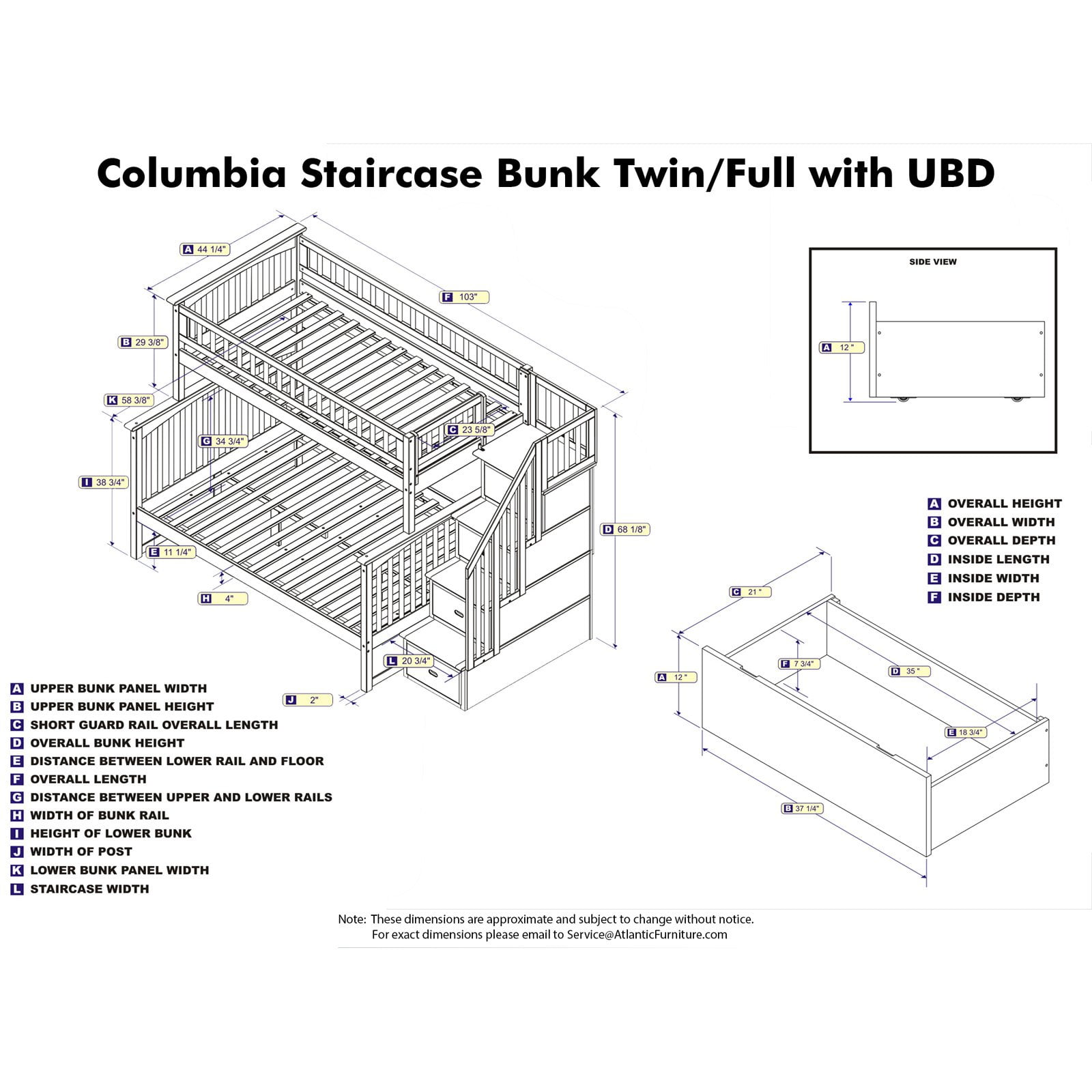 Atlantic Furniture Columbia Twin Over Full Stairway Bunk Bed Walmart Com Walmart Com