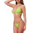 thumbnail image 4 of INSPIRAR CHIC Conjuntos de Bikini de Cadena de Corazón con Rhinestones para Mujeres, 2 Piezas, Top Halter y Parte Inferior Triangular, Trajes de Baño, Pequeño Verde, 4 of 5