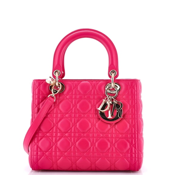Pre-Owned Lady Dior Bag Cannage Quilt Lambskin Medium By Rebag