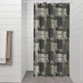 thumbnail image 2 of Brown Checkered Geometric and Floral Pattern Shower Curtain 36"x72" ,Bathroom Decorative Shower Curtains Set with 12 Hooks,Modern Waterproof Washable Shower Curtain, 2 of 6