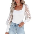 thumbnail image 2 of LYXSSBYX Womens Long Sleeve Dress Fashion Woman Square Neck Hollow Out Long Sleeve T Shirt Autumn Solid Blouse Tops, 2 of 6