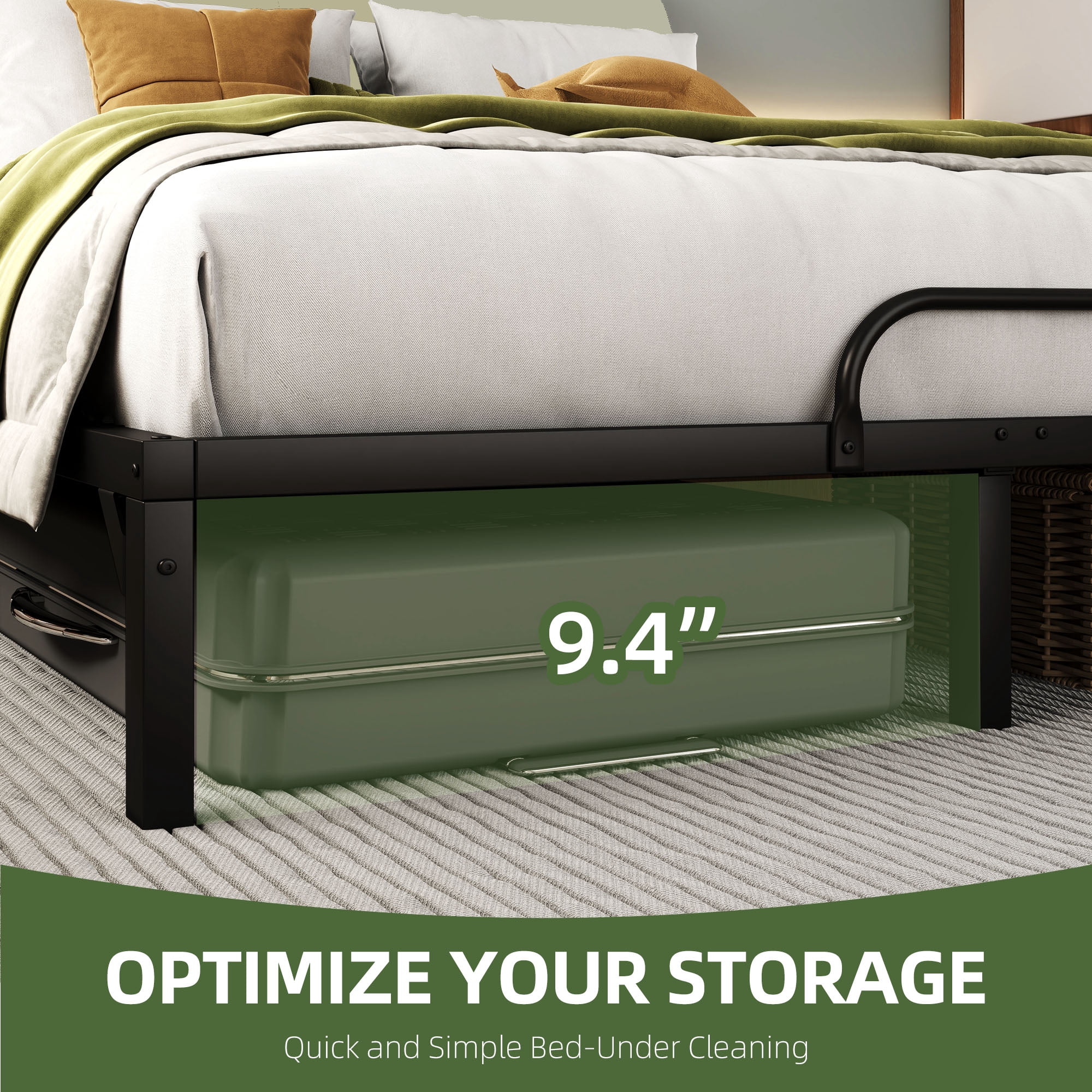 Uforic Beige Queen Size Folding Upholstered Bed Frame with Removable Upholstery, Elegant & Durable Platform Bed