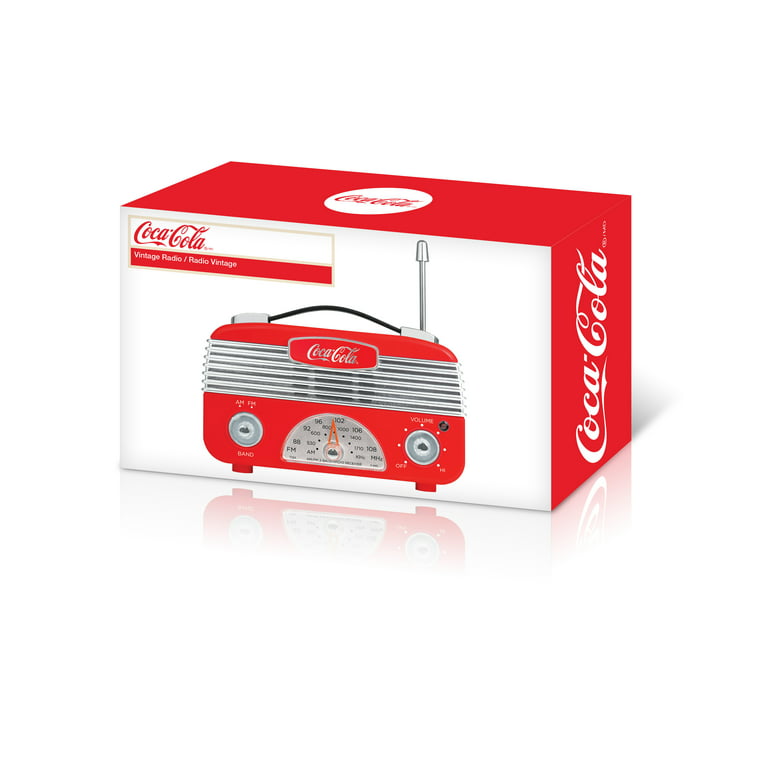 Coca-Cola Retro Desktop Vintage Style AM/FM Battery Operated Radio  Red/Silver