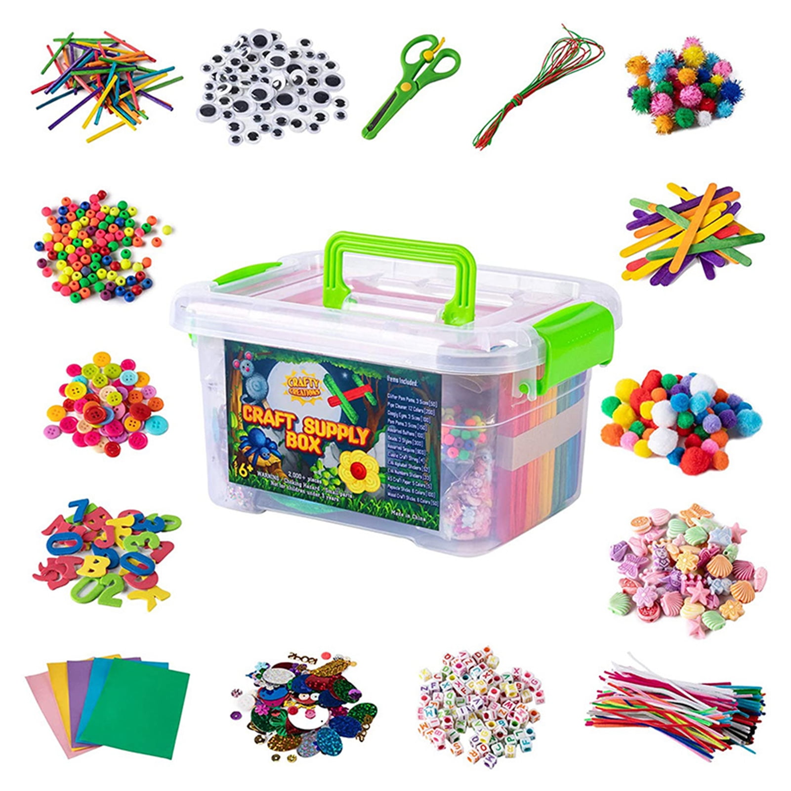 Kraftic Arts and Crafts Supplies Set for Kids Ages 4-8, Giftable Craft  Organizer Box with 2000+ Pcs DIY Art Supplies for Toddlers, School  Projects