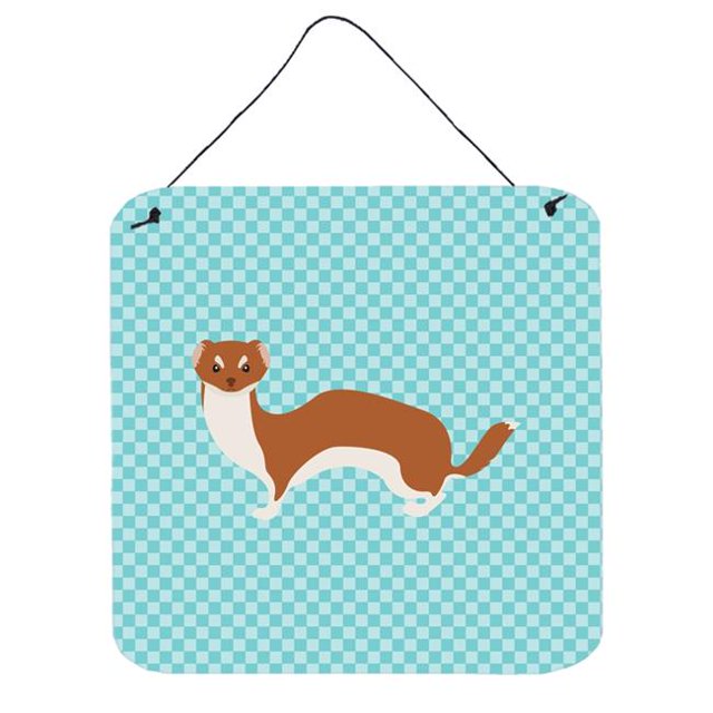 Weasel Blue Check Wall or Door Hanging Prints, 6 x 6 in.