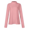 thumbnail image 3 of JGNGSHN Women's Turtleneck Long Sleeve Shirts Casual Basic T Shirts Lightweight Base Layer Solid Slim Fit Tops Pink, 3 of 5