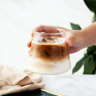 1pc Striped Glass Coffee Mug, For Cafe Latte, Iced Coffee, Cold Brew,  Mocha, Classic Retro Style, Home Use