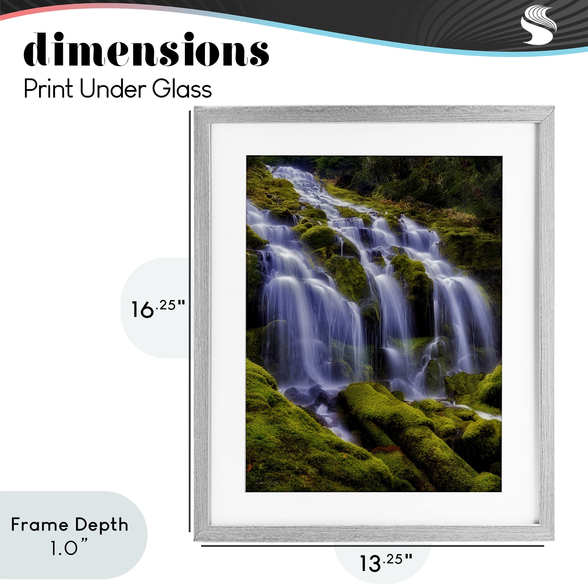 Stupell Industries Upper Proxy Falls Gray Framed Print Under Glass, design by Dennis Frates