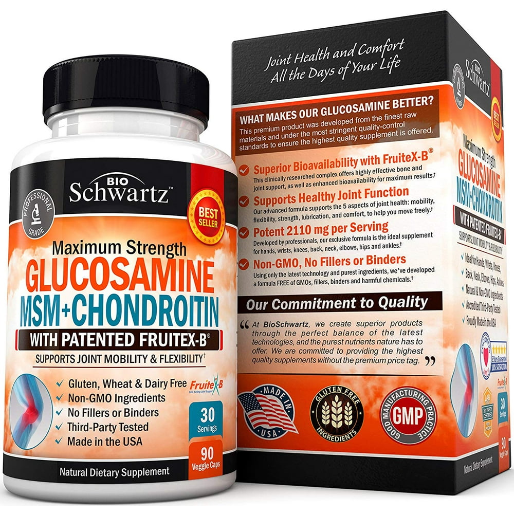 Glucosamine Chondroitin MSM Turmeric for Hip, Joint & Back Pain Relief