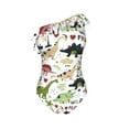 thumbnail image 4 of Yiaed Dinosaur Print Women One Piece Swimsuits Tummy Control One Shoulder Bathing Suits Pattern Ruffle Swimwear-Large, 4 of 8
