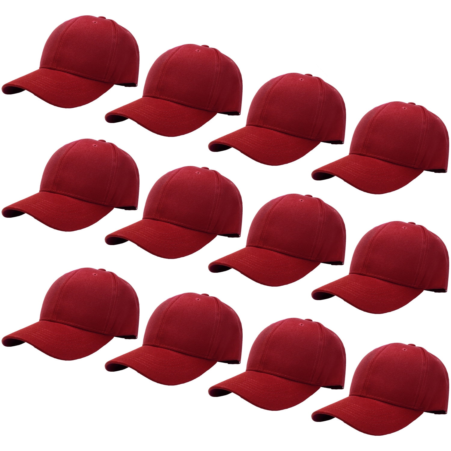 TZ Promise 12 Pack Wholesale Unisex Plain Solid Color Adjustable Baseball Caps Hats 