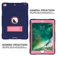 thumbnail image 3 of Dteck iPad 6th Generation Case with PET Screen Protector, Kids Case For iPad 5th Gen with Pencil Holder, Heavy Duty Rugged Dropproof Shockproof Case Kickstand Protective Cover, Navy+Rose, 3 of 8