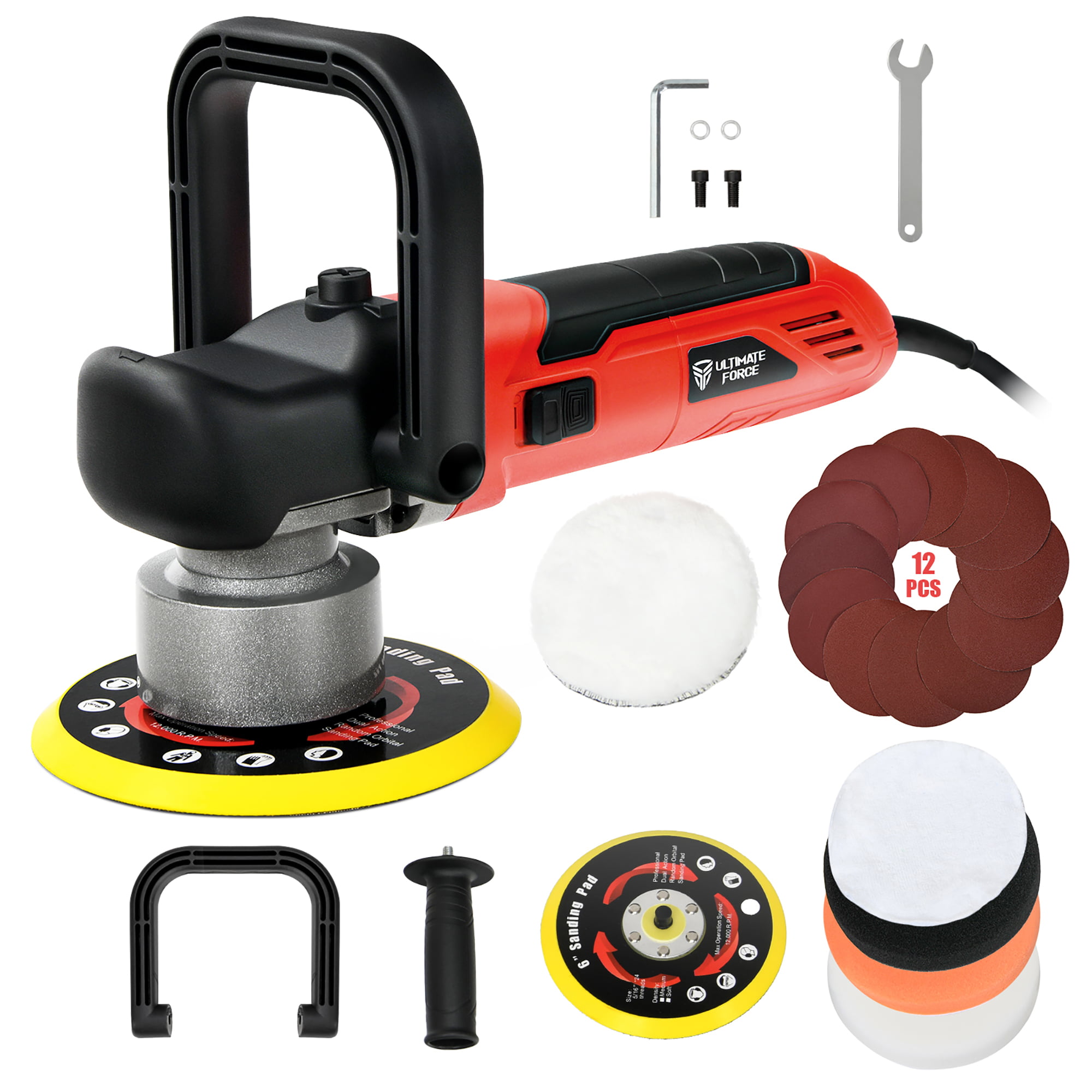 Buff Polish Car Polisher Buffer Sander,Rotating 7” Buffer Kit Buffing Pad Fix Paint Imperfections & Detail Car Auto Paint Variable Speed Switch