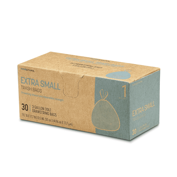 Nine Stars Bathroom Trash Bags, 3 Gallon Heavy-Duty Drawstring Trash Bags, 30 Count'