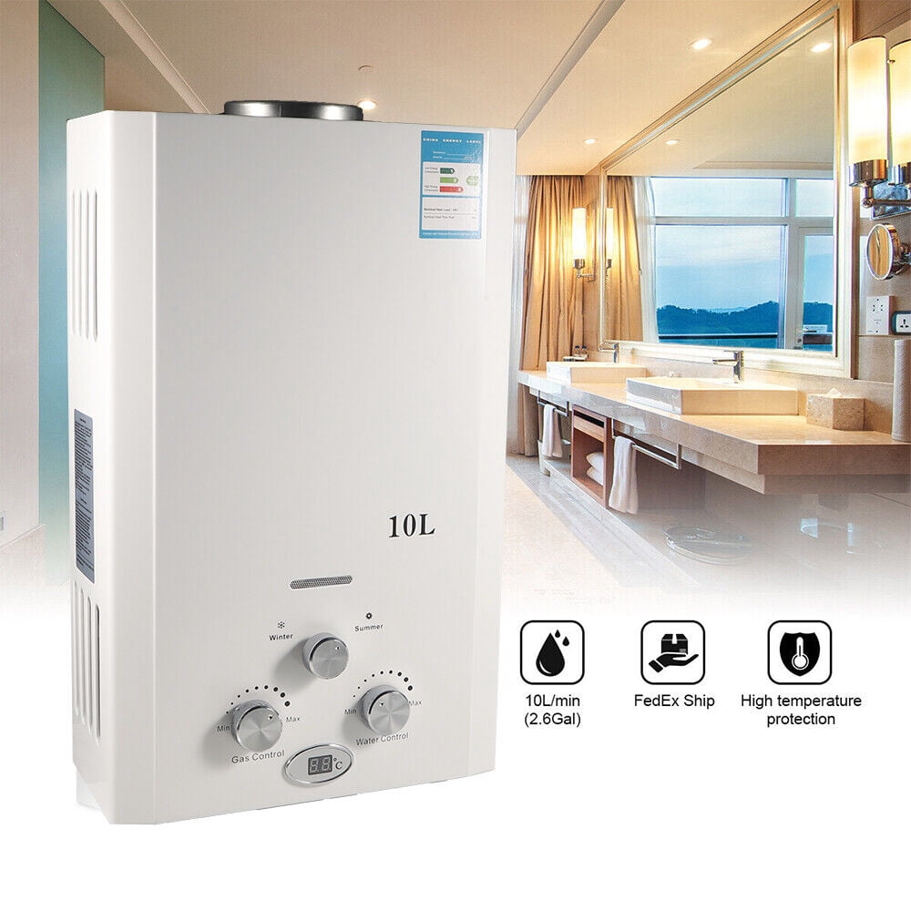 G · PEH 8L Natural Gas Water Heater for Home Use - Instant Hot Water Supply, Overheating Protection, Compact Design