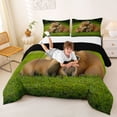 thumbnail image 3 of Erosebridal Cute Capybara Family Kid Full Size Comforter Sets, Green Brown Bedding Sets, 3-Piece, 3 of 6