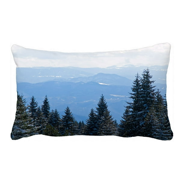 PHFZK Winter Landscape Pillow Case, Mountain and Forest Pillowcase Throw Pillow Cushion Cover