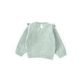 thumbnail image 3 of Aojekbee Baby Girl Sweater, Long Sleeve Crew Neck Frills Solid Winter Warm Knit Pullover Sweater Infant Clothes, 3 of 10