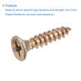 thumbnail image 4 of Unique Bargains M4 x 20mm Phillips Flat Head Carbon Steel Color Zinc Plated Wood Screws 100 Pack, 4 of 5