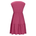 thumbnail image 4 of Women's Short Sleeve Round Neck Textured Midi Dress with Pockets Tiered Ruffle Hem Casual Dress for Summer Daily Wear S, 4 of 8