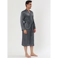 thumbnail image 2 of Bata de satén para hombre, camisón para dormir, camisón de manga larga para dormir, pijama, vestido, albornoz gris XXL, 2 of 4