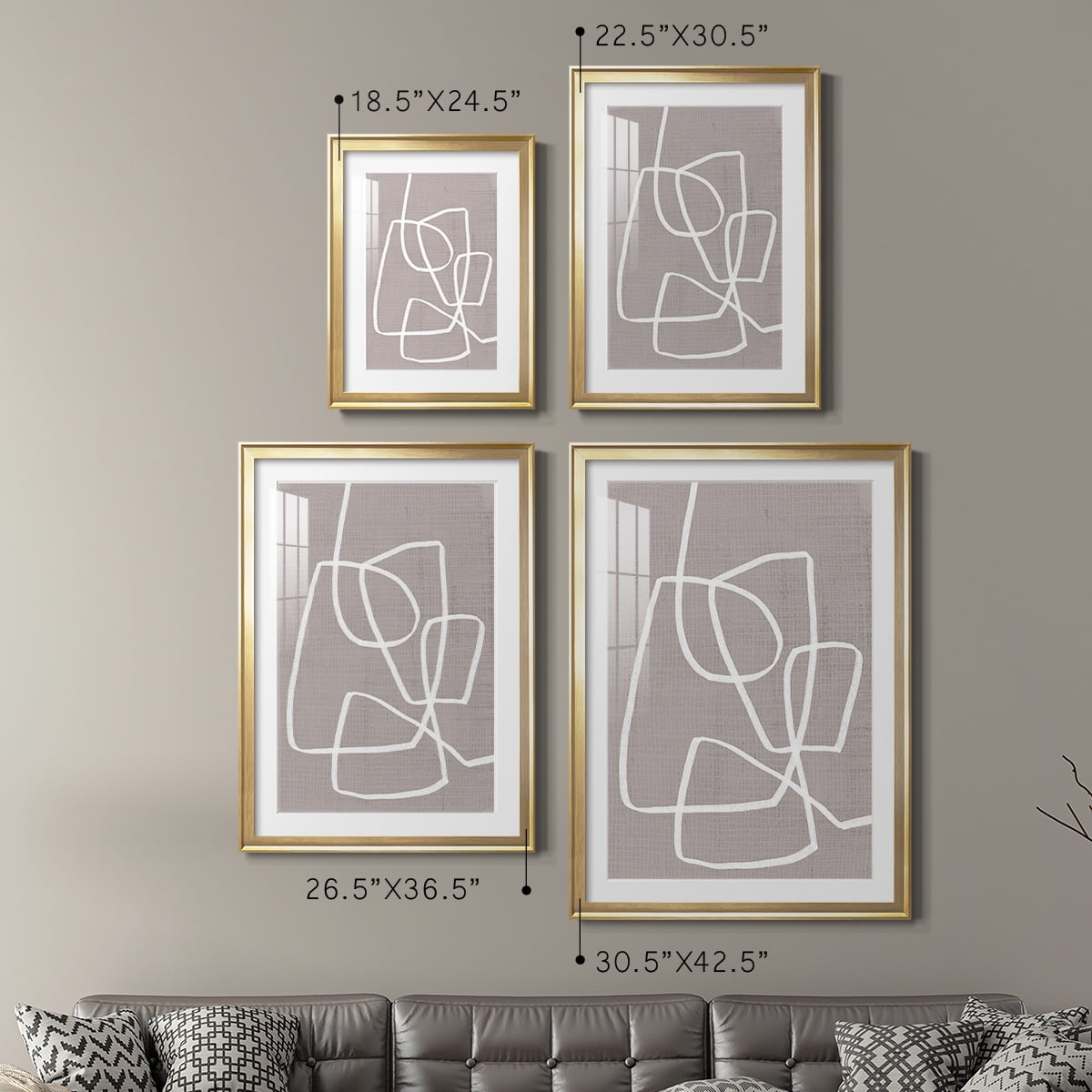 Wexford Home Linen Roundabout I Premium Framed Print, 22.5" x 30.5" - Ready to Hang, Gold (Set of 2)