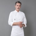 thumbnail image 4 of Botones de la chef de la chef de la manga larga del invierno del invierno con los bolsillos delanteros camisas para hombres Trajes profesionales para el restaurante White 4XL seitruly LF000332-06, 4 of 7